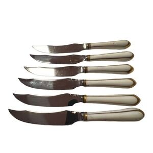 Set of 6 Porcelain Handled Cheese Knives